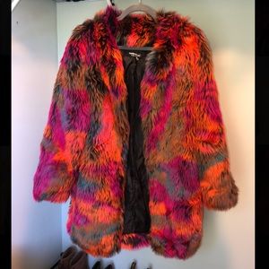 HERA Collection Multi Color Faux Fur Coat